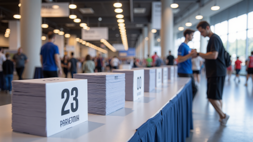 工厂招聘会现场，众多求职者排队咨询，企业招聘展台，热闹的招聘环境